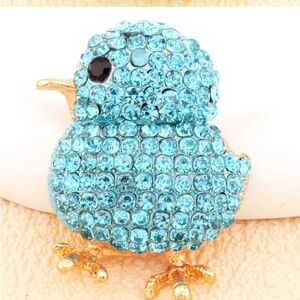🆕️🐣 BETSEY JOHNSON RHINESTONE CHICK BROOCH / PIN - BLUE🐣